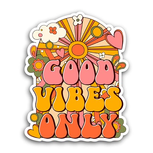2 (Pieces) 3" and 5" Good Vibes Only Sticker, Waterproof Vinyl Decals for Many Purpose Like Cars, Tr