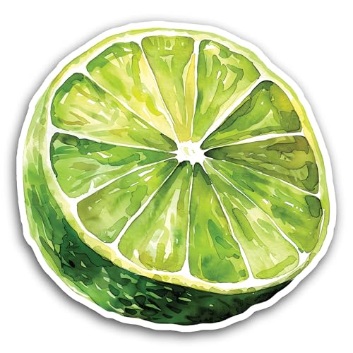 2 (Pieces) 3" and 5" Green Lemon Slice Sticker, Waterproof Vinyl Decals for Many Purpose Like Cars, 
