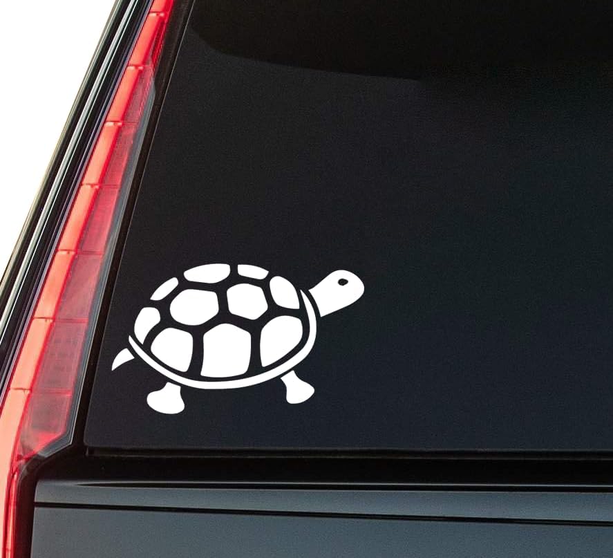 Turtle Window Vinyl Decal Sticker 6" (White), Waterproof Vinyl Decals for Many Purpose Like Cars, Trucks, Laptops, Phones, Windows and More