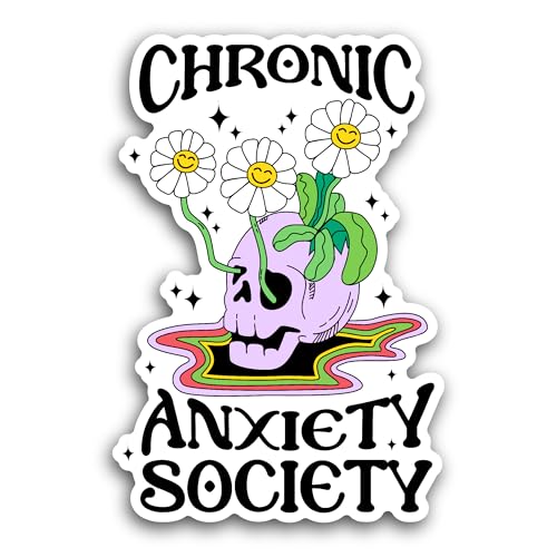 2 (Pieces) 3" and 5" Anxiety Society Sticker, Waterproof Vinyl Decals for Many Purpose Like Cars, Tr