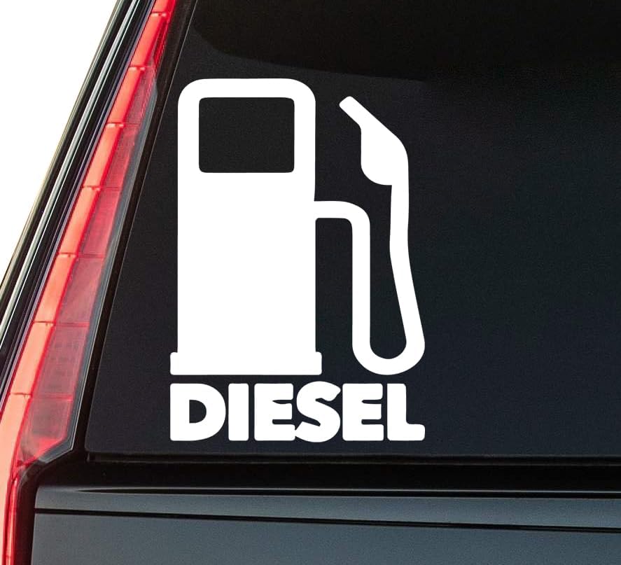 Diesel Window Vinyl Decal Sticker 6" (White), Waterproof Vinyl Decals for Many Purpose Like Cars, Trucks, Laptops, Phones, Windows and More