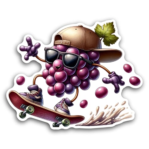 2 (Pieces) 3" and 5" Cute Happy Grapes Sticker, Waterproof Vinyl Decals for Many Purpose Like Cars, 