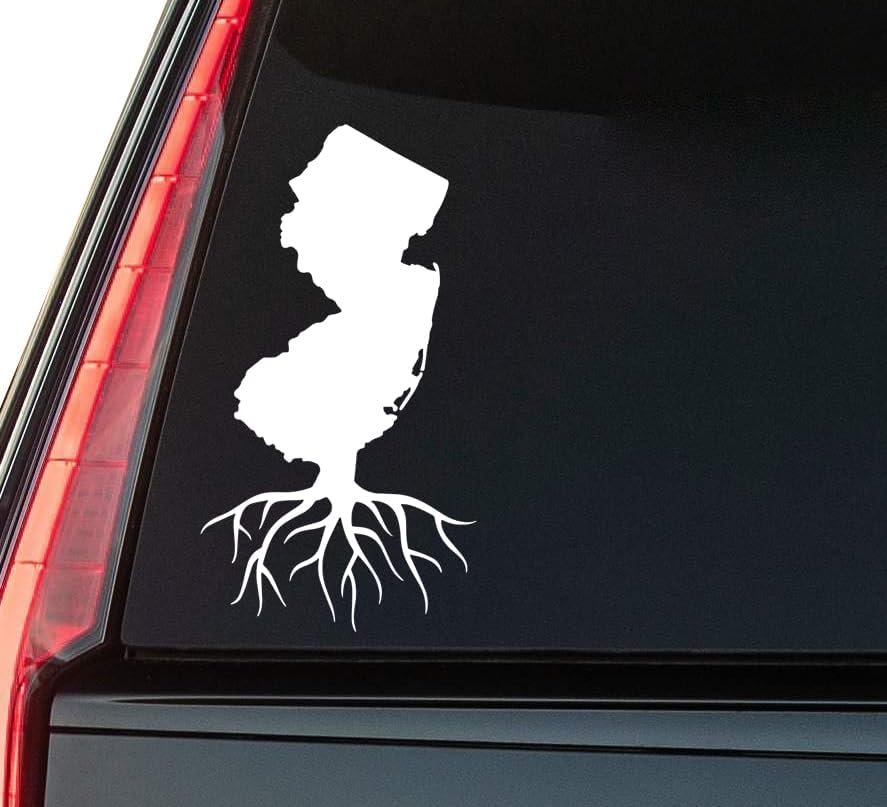 New Jersey Roots Window Vinyl Decal Sticker 6" (White), Waterproof Vinyl Decals for Many Purpose Like Cars, Trucks, Laptops, Phones, Windows and More