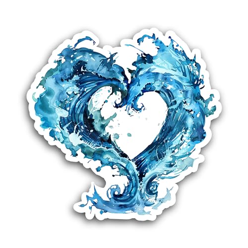 2 (Pieces) 3" and 5" Blue Heart Frame Sticker, Waterproof Vinyl Decals for Many Purpose Like Cars, T