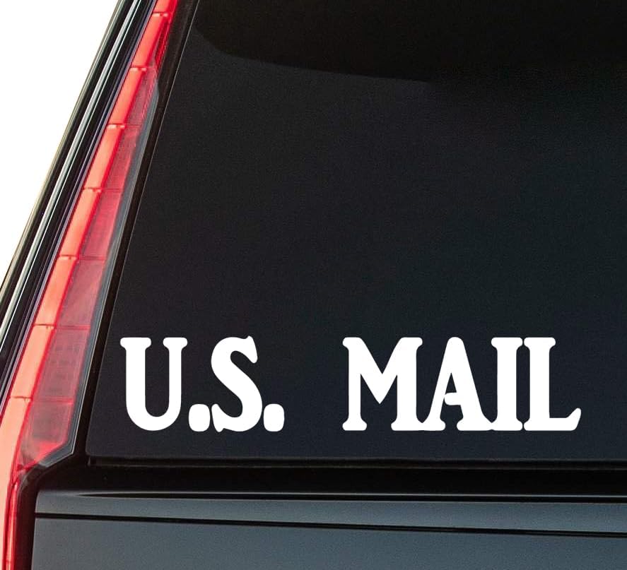 Us Mail Window Vinyl Decal Sticker 6" (White), Waterproof Vinyl Decals for Many Purpose Like Cars, Trucks, Laptops, Phones, Windows and More