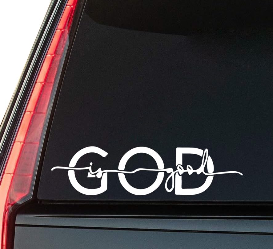 God Window Vinyl Decal Sticker 6" (White), Waterproof Vinyl Decals for Many Purpose Like Cars, Trucks, Laptops, Phones, Windows and More