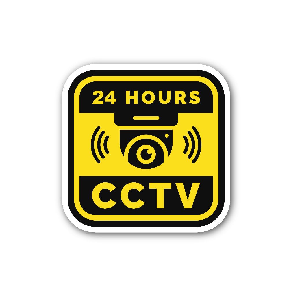 2 (Pieces) 3" and 5" 24 Hours CCTV Camera Sticker, Waterproof Vinyl Decals for Many Purpose Like Car