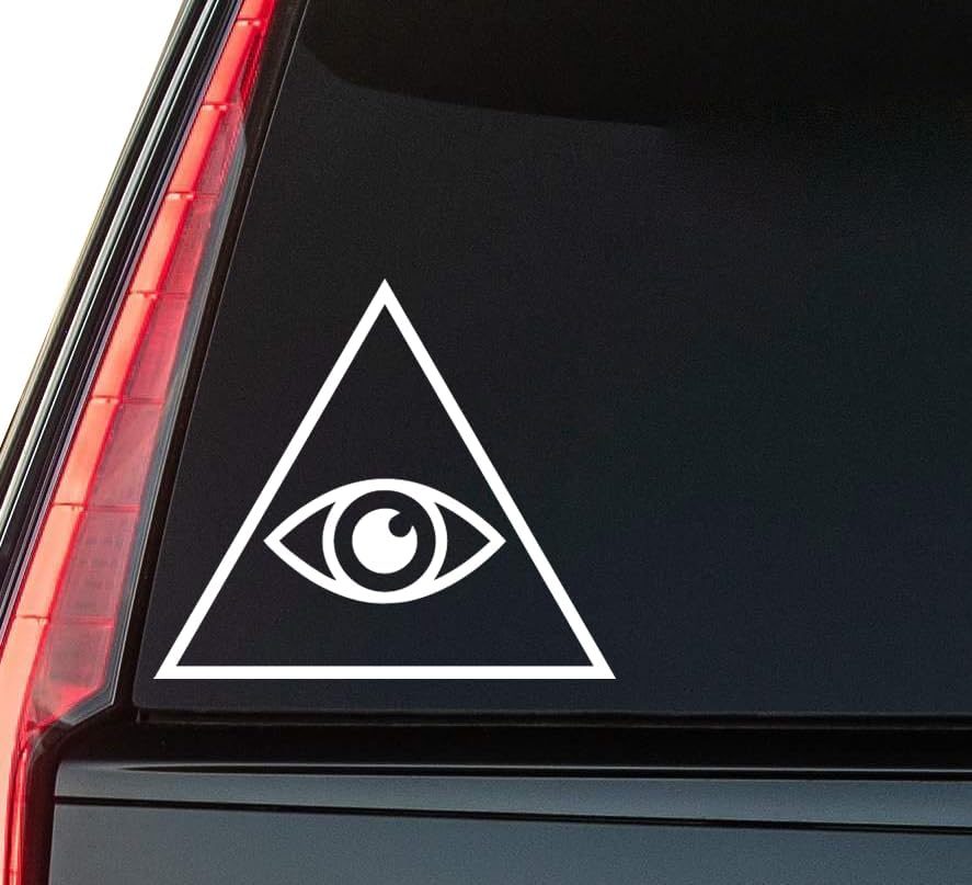 Eye Pyramid Window Vinyl Decal Sticker 6" (White), Waterproof Vinyl Decals for Many Purpose Like Cars, Trucks, Laptops, Phones, Windows and More