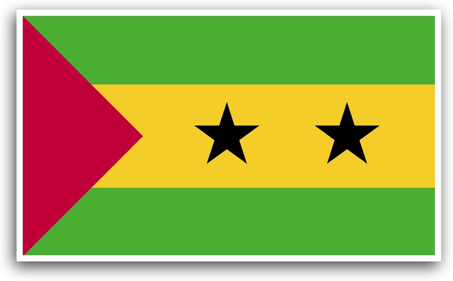 2 (Pieces) 3" and 5" Sao Tome and Principe Flag Sticker, Waterproof Vinyl Decals for Many Purpose Like Cars, Trucks, Laptops, Phones, Windows and More