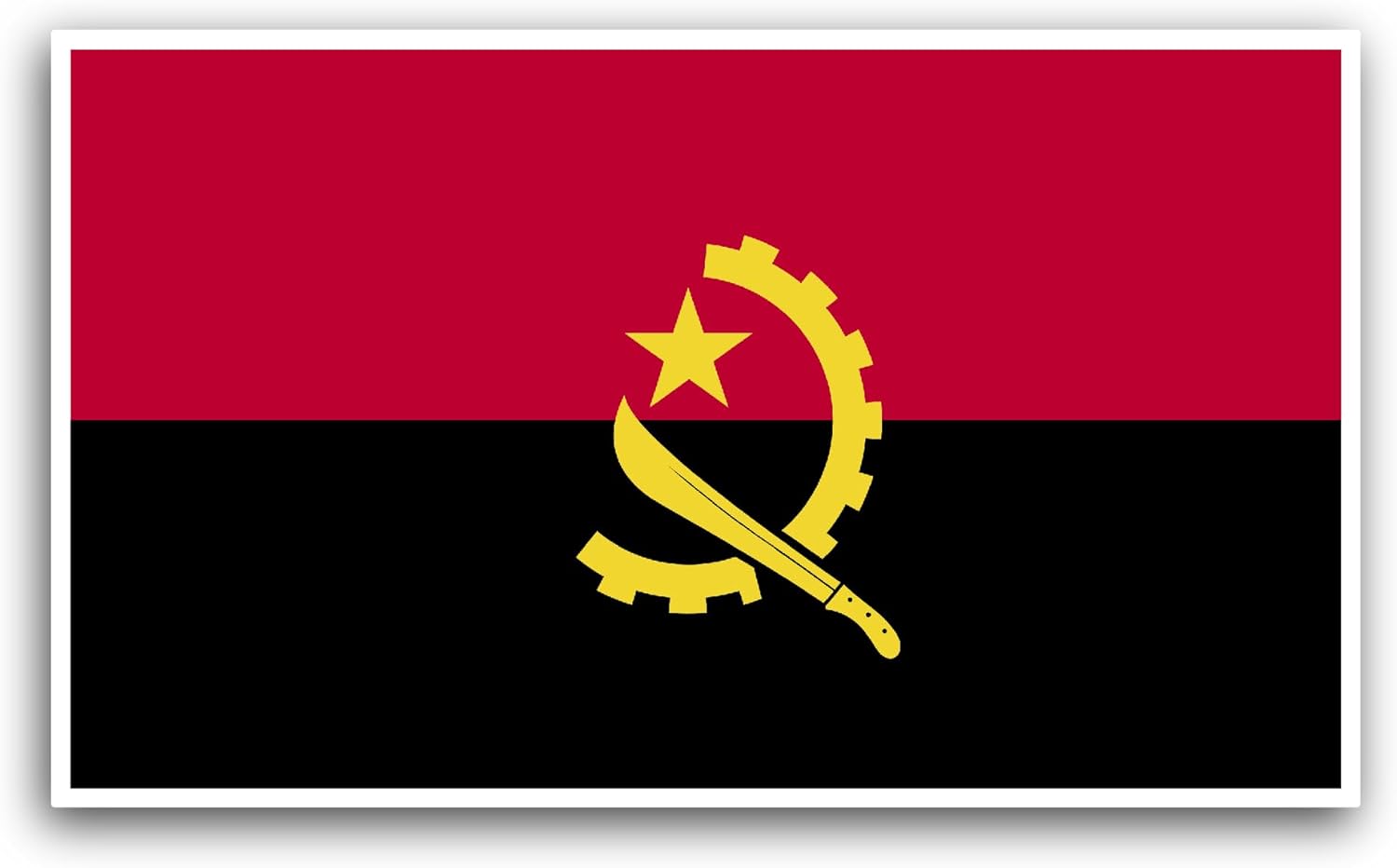 2 (Pieces) 3" and 5" Angola Flag Sticker, Waterproof Vinyl Decals for Many Purpose Like Cars, Trucks, Laptops, Phones, Windows and More