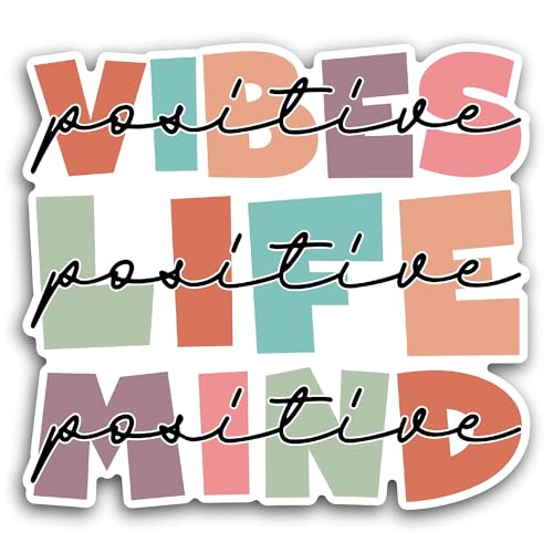 2 (Pieces) 3" and 5" Positive Vibes Sticker, Waterproof Vinyl Decals for Many Purpose Like Cars, Tru