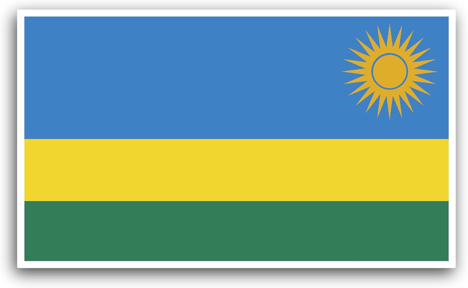2 (Pieces) 3" and 5" Ruwanda Flag Sticker, Waterproof Vinyl Decals for Many Purpose Like Cars, Trucks, Laptops, Phones, Windows and More
