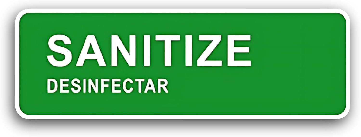 2 (Pieces) 3" and 5" Sanitize Sticker, Waterproof Vinyl Decals for Many Purpose Like Cars, Trucks, Laptops, Phones, Windows and More
