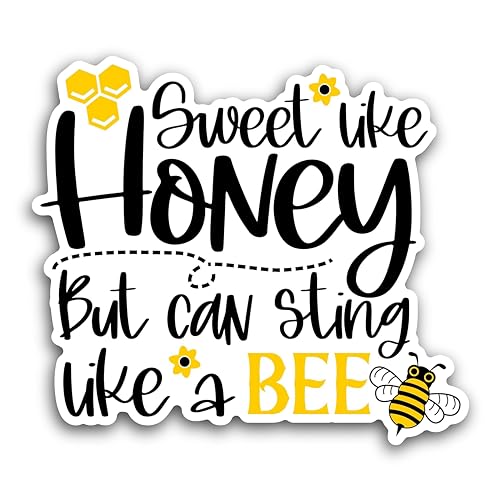 2 (Pieces) 3" and 5" Sweet Like Honey but can Sting Like a Bee Decal Sticker, Waterproof Vinyl Decal