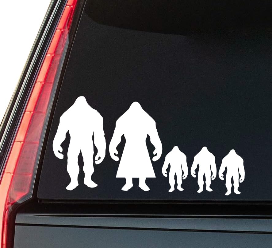 Bigfoot Family Window Vinyl Decal Sticker 6" (White), Waterproof Vinyl Decals for Many Purpose Like Cars, Trucks, Laptops, Phones, Windows and More