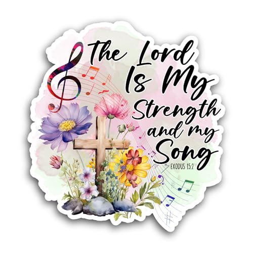 2 (Pieces) 3" and 5" The Lord is My Strength Sticker, Waterproof Vinyl Decals for Many Purpose Like 