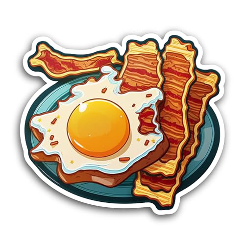 2 (Pieces) 3" and 5" Egg and Bacon Sticker, Waterproof Vinyl Decals for Many Purpose Like Cars, Truc