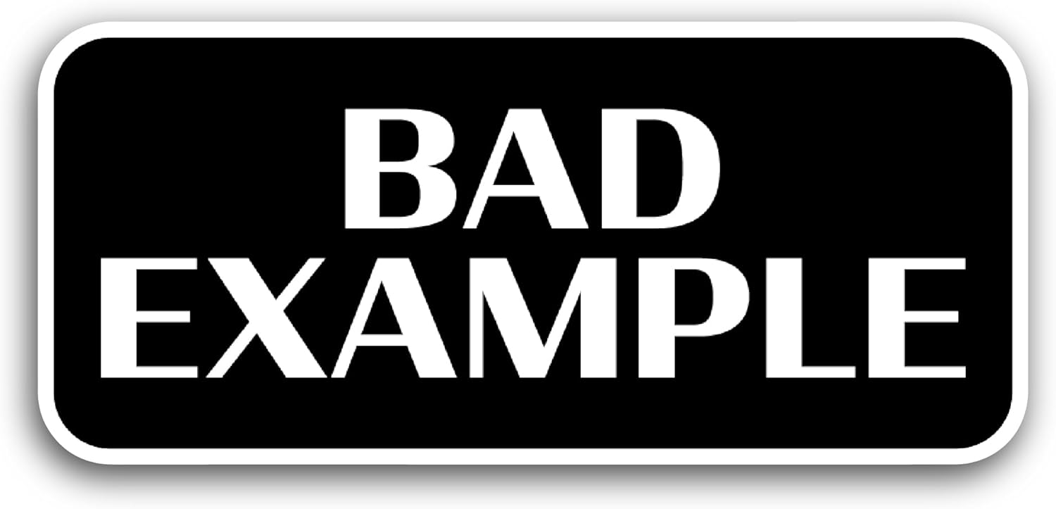 2 (Pieces) 3" and 5" Bad Example Sticker, Waterproof Vinyl Decals for Many Purpose Like Cars, Trucks, Laptops, Phones, Windows and More
