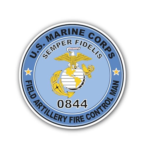 2 (Pieces) 3" and 5" U.S.M.C. MOS 0844 Field Artillery Fire Control Man Sticker, Waterproof Vinyl De