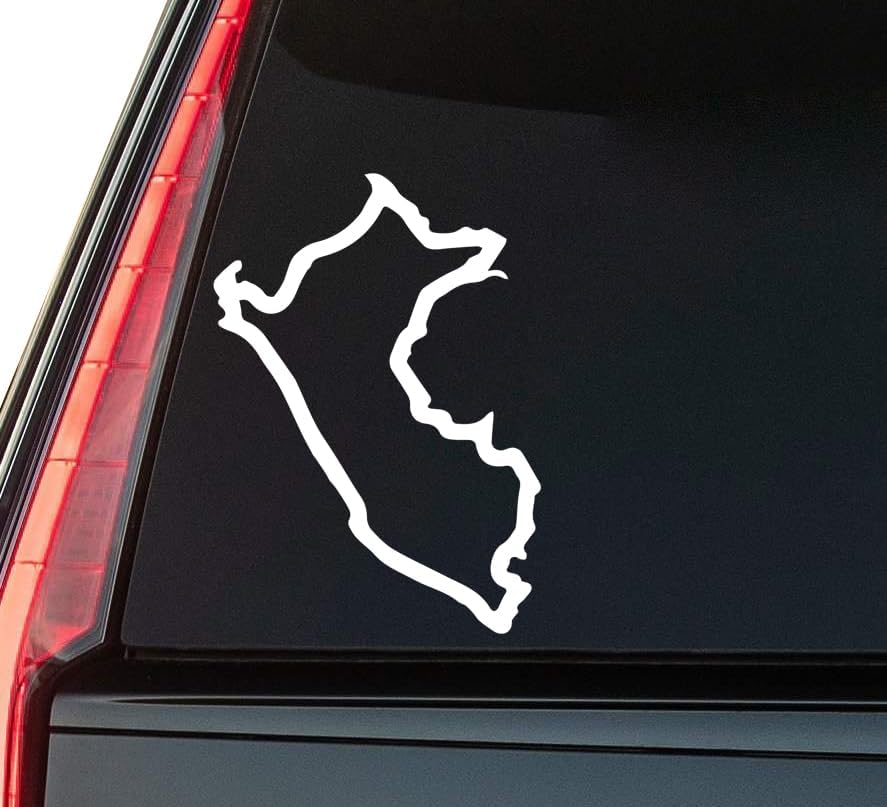 Peru Map Window Vinyl Decal Sticker 6" (White), Waterproof Vinyl Decals for Many Purpose Like Cars, Trucks, Laptops, Phones, Windows and More