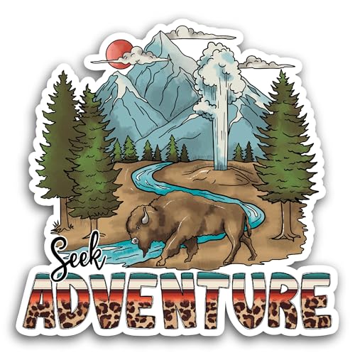 2 (Pieces) 3" and 5" Seek Adventure Sticker, Waterproof Vinyl Decals for Many Purpose Like Cars, Tru