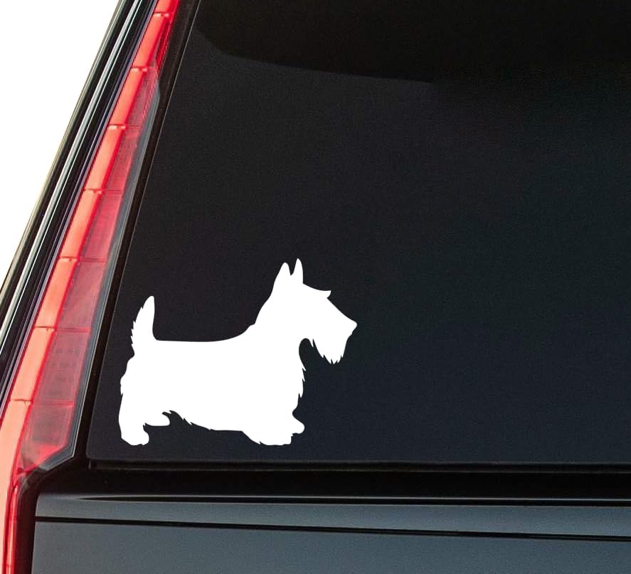 Scottish Terrier Window Vinyl Decal Sticker 6" (White), Waterproof Vinyl Decals for Many Purpose Like Cars, Trucks, Laptops, Phones, Windows and More