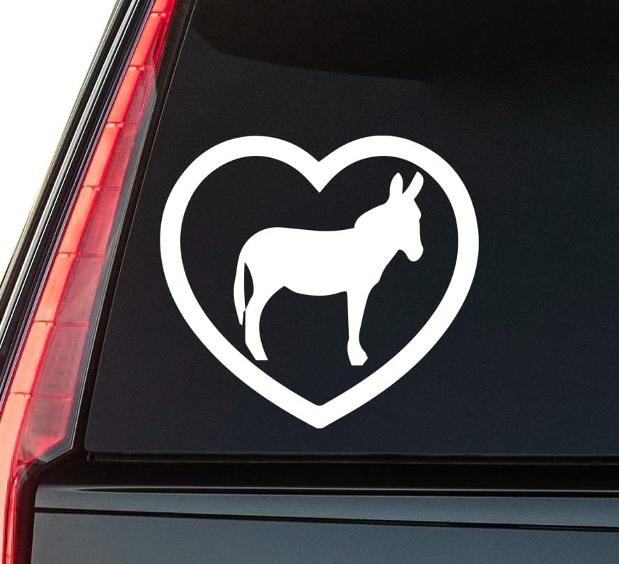 Donkey Heart Window Vinyl Decal Sticker 6" (White), Waterproof Vinyl Decals for Many Purpose Like Cars, Trucks, Laptops, Phones, Windows and More