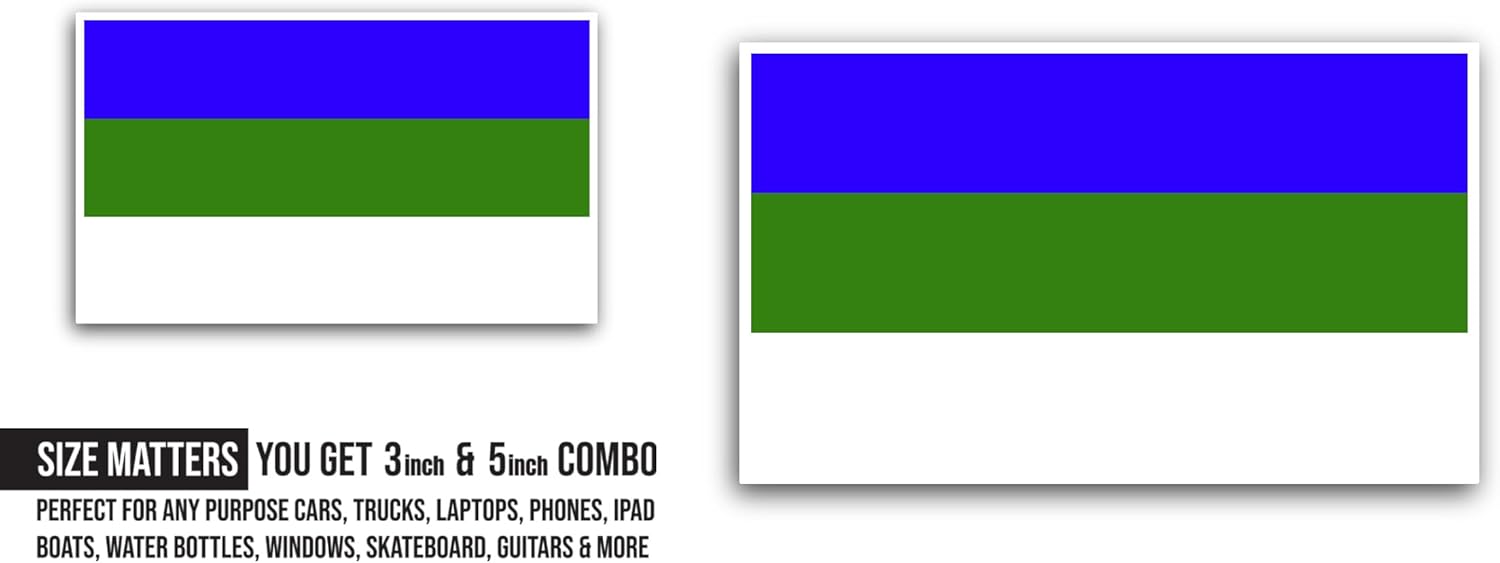 2 (Pieces) 3" and 5" Komi Flag Sticker, Waterproof Vinyl Decals for Many Purpose Like Cars, Trucks, Laptops, Phones, Windows and More