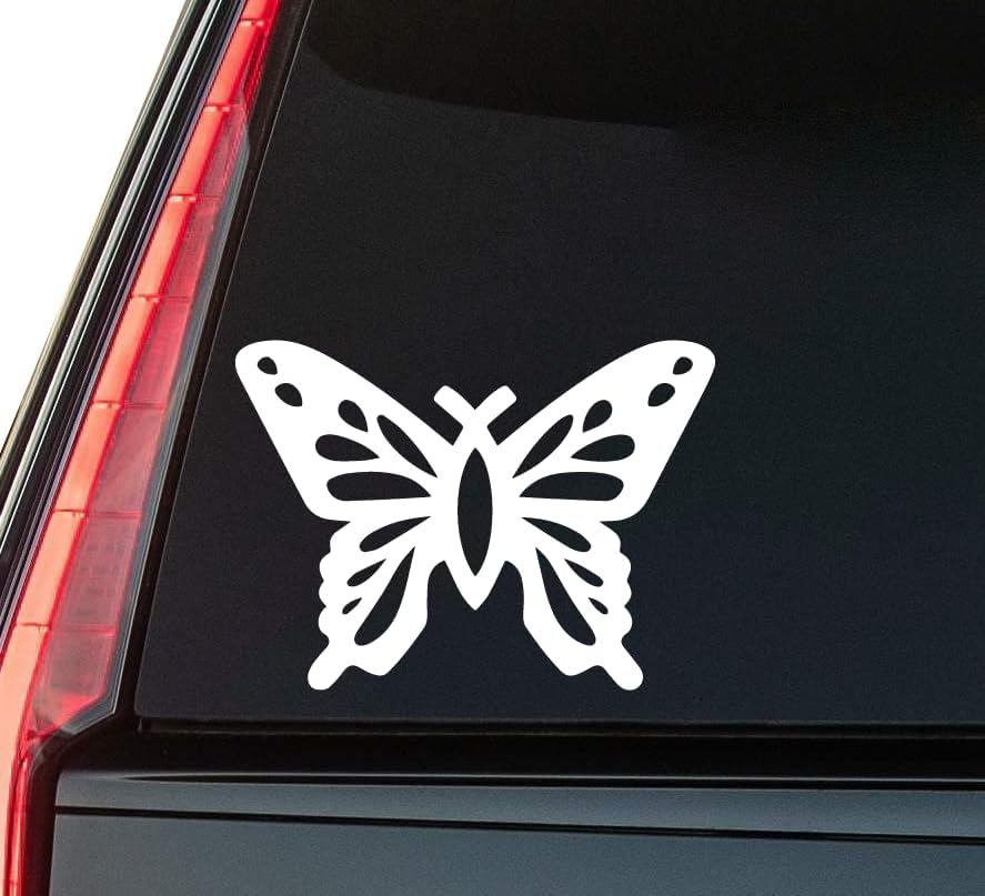 Butterfly Silhouette Window Vinyl Decal Sticker 6" (White), Waterproof Vinyl Decals for Many Purpose Like Cars, Trucks, Laptops, Phones, Windows and More