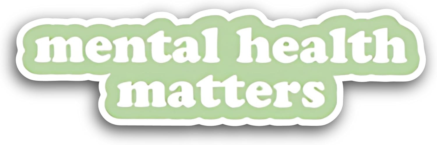 2 (Pieces) 3" and 5" Mental Health Matters White Text Sticker, Waterproof Vinyl Decals for Many Purpose Like Cars, Trucks, Laptops, Phones, Windows and More