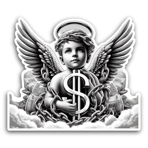 2 (Pieces) 3" and 5" Angel Baby Sticker, Waterproof Vinyl Decals for Many Purpose Like Cars, Trucks,