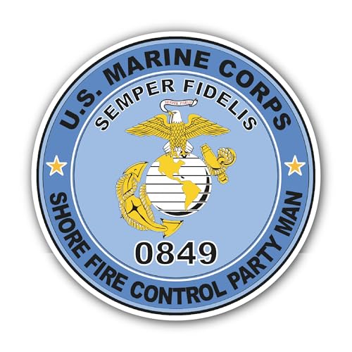 2 (Pieces) 3" and 5" U.S.M.C. MOS 0849 Shore Fire Control Party Man Sticker, Waterproof Vinyl Decals