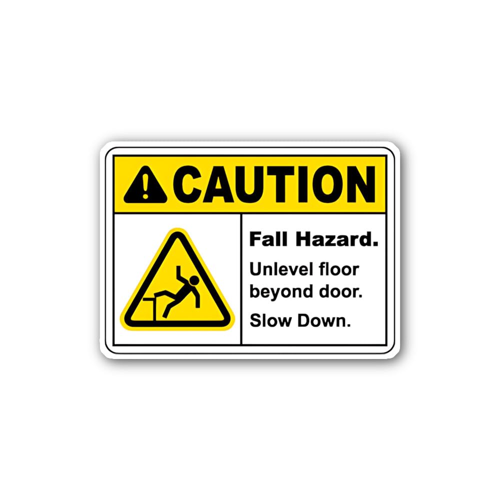 2 (Pieces) 3" and 5" Change in Elevation Caution Sign Sticker, Waterproof Vinyl Decals for Many Purp