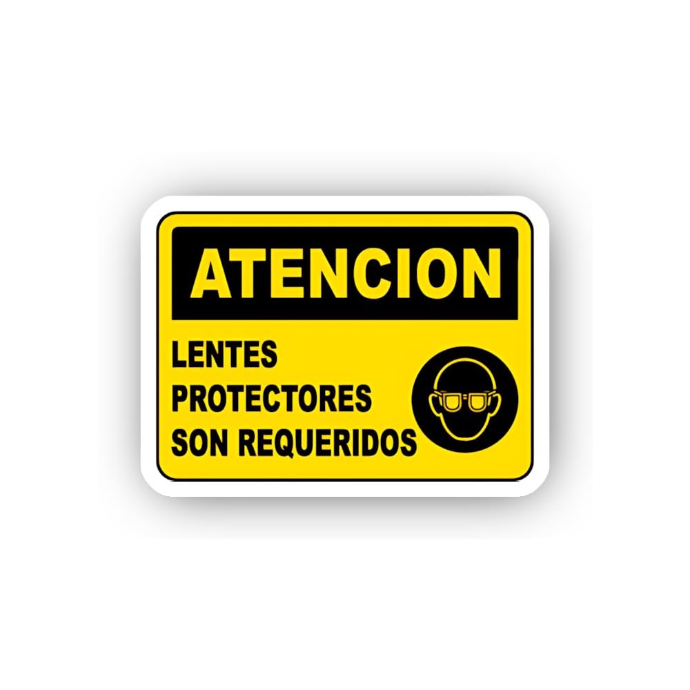 2 (Pieces) 3" and 5" Spanish Attention Eye Protection Required Banner Sticker, Waterproof Vinyl Deca