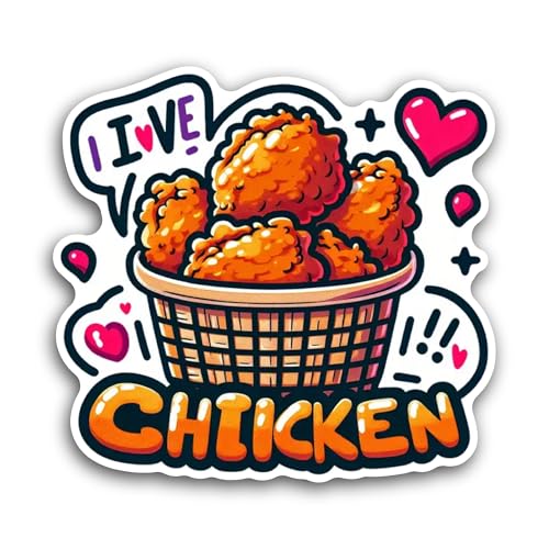 2 (Pieces) 3" and 5" Fried Chicken with Bucket Sticker, Waterproof Vinyl Decals for Many Purpose Lik