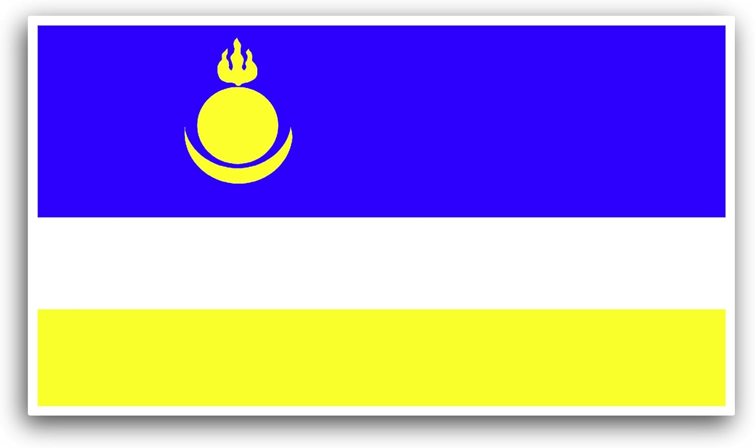 2 (Pieces) 3" and 5" Buryatia Flag Sticker, Waterproof Vinyl Decals for Many Purpose Like Cars, Trucks, Laptops, Phones, Windows and More