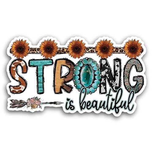 2 (Pieces) 3" and 5" Strong is Beautiful Sticker, Waterproof Vinyl Decals for Many Purpose Like Cars
