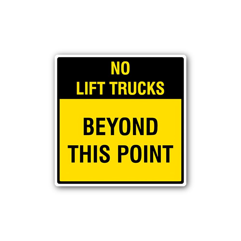 2 (Pieces) 3" and 5" No Fork Lift Trucks Beyond This Point Sign Sticker, Waterproof Vinyl Decals for