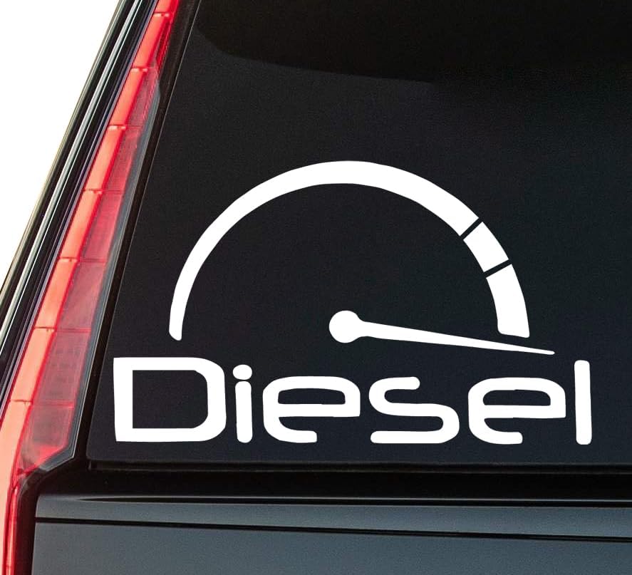 Diesel Window Vinyl Decal Sticker 6" (White), Waterproof Vinyl Decals for Many Purpose Like Cars, Trucks, Laptops, Phones, Windows and More