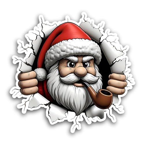 2 (Pieces) 3" and 5" Cute Santa Sticker, Waterproof Vinyl Decals for Many Purpose Like Cars, Trucks,