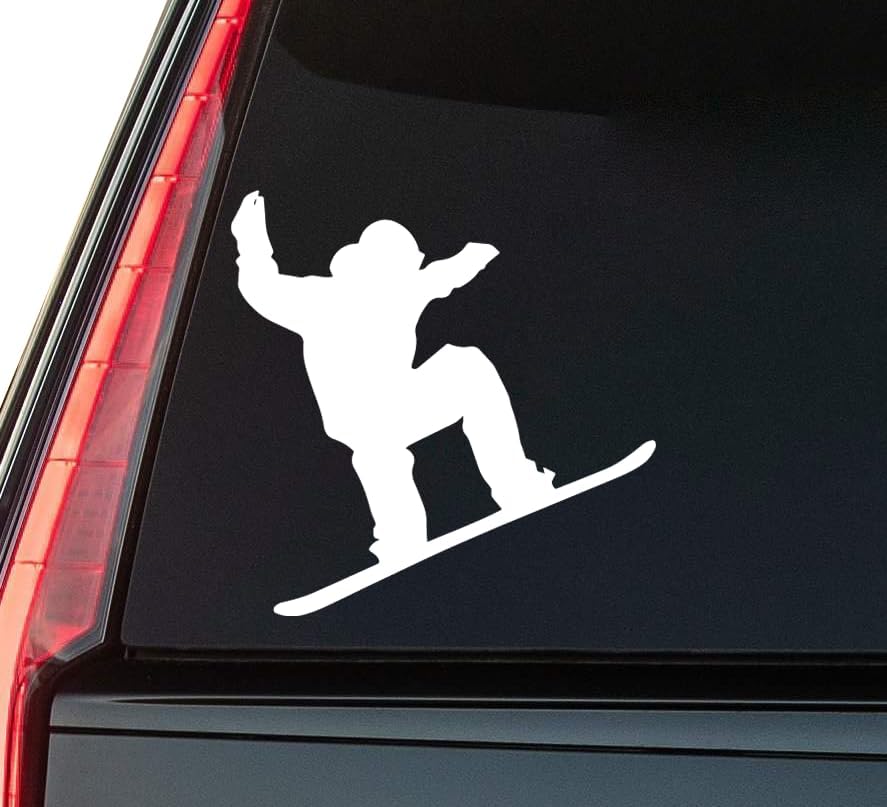 Snowboarder Window Vinyl Decal Sticker 6" (White), Waterproof Vinyl Decals for Many Purpose Like Cars, Trucks, Laptops, Phones, Windows and More