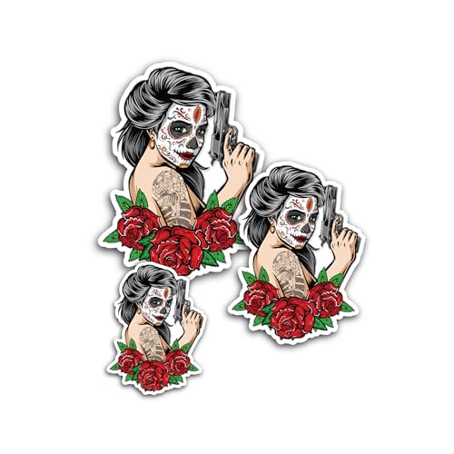 2 (Pieces) 3" and 5" Titel Box-Headed Pink Pin-Up Sticker, Waterproof Vinyl Decals for Many Purpose 