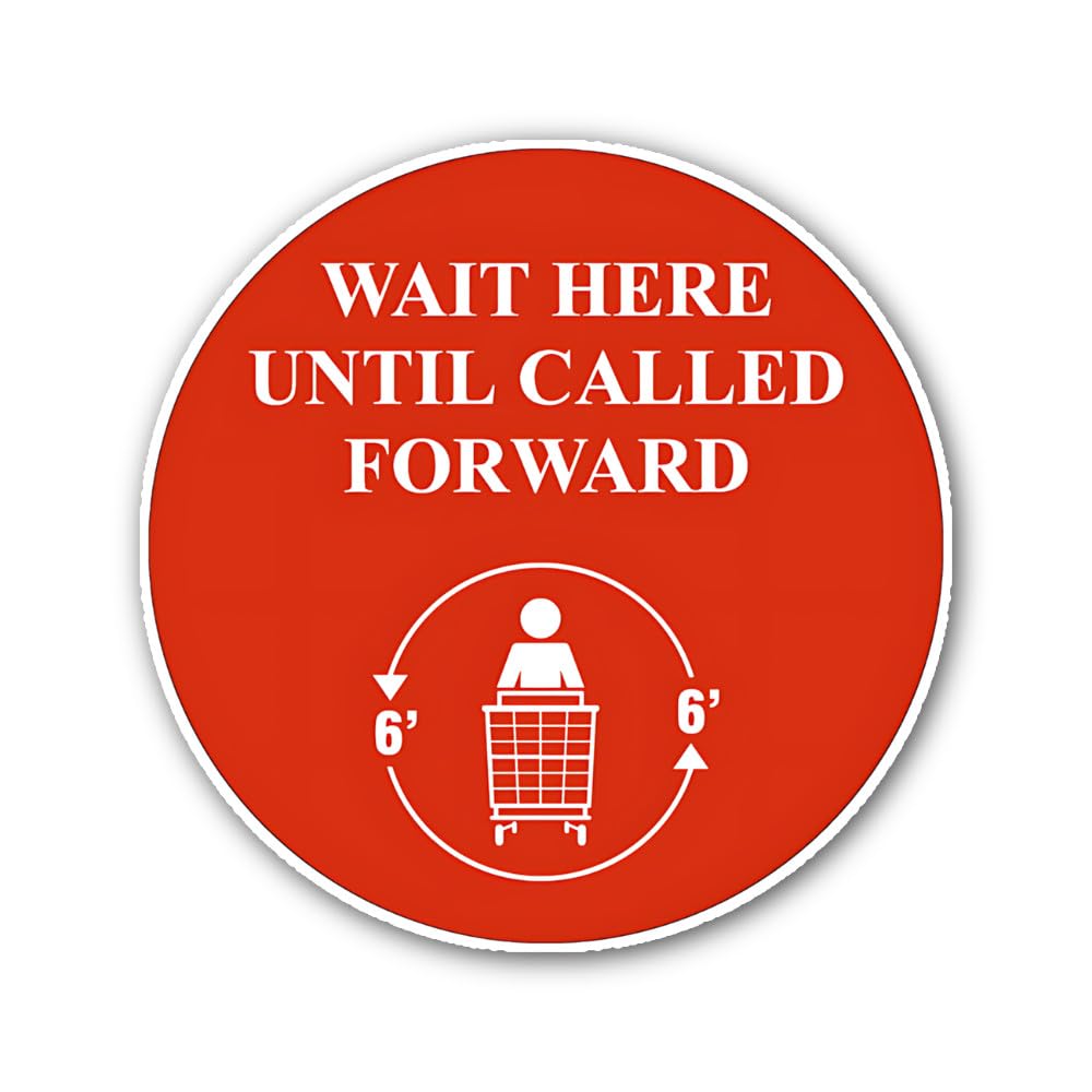 2 (Pieces) 3" and 5" Red Social Distancing Temporary Sign Sticker, Waterproof Vinyl Decals for Many 