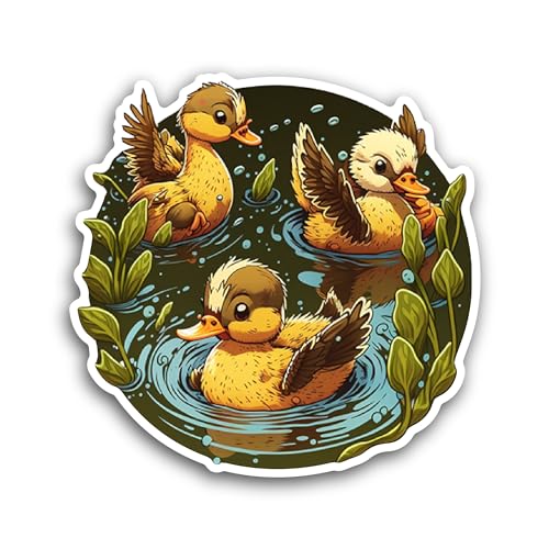 2 (Pieces) 3" and 5" Ducks On Water Sticker, Waterproof Vinyl Decals for Many Purpose Like Cars, Tru