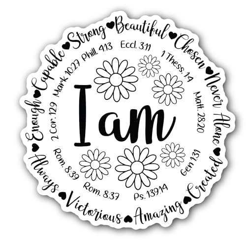2 (Pieces) 3" and 5" I Am Text Sticker, Waterproof Vinyl Decals for Many Purpose Like Cars, Trucks, 