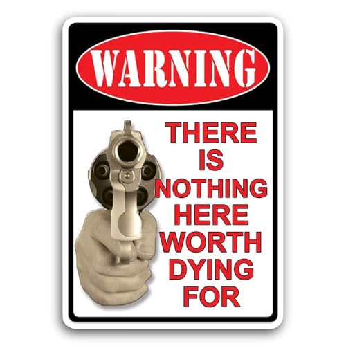 2 (Pieces) 3" and 5" Warning There's Nothing Here Sticker, Waterproof Vinyl Decals for Many Purpose 