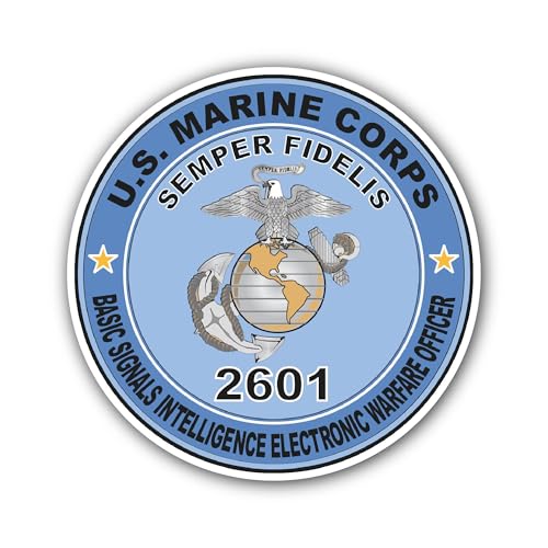 2 (Pieces) 3" and 5" Basic Signals Intelligence Electronic Warfare Officer MOS 2601 U.S.M.C Sticker,