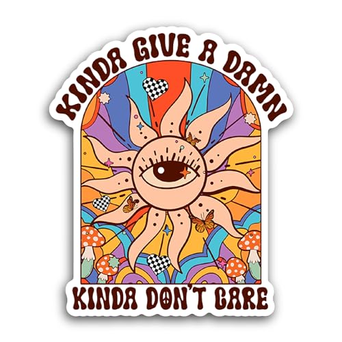 2 (Pieces) 3" and 5" Kinda Give A Damn Sticker, Waterproof Vinyl Decals for Many Purpose Like Cars, 