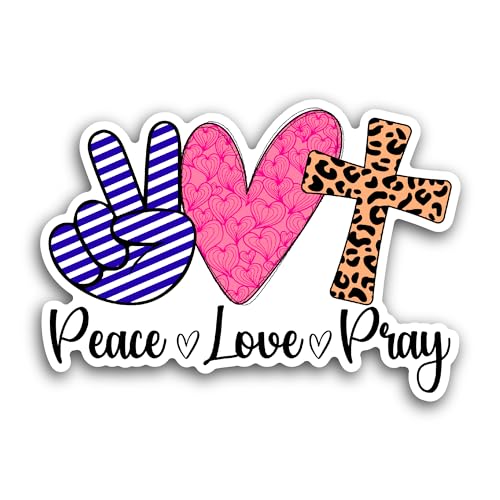 2 (Pieces) 3" and 5" Peace Love Pray Sticker, Waterproof Vinyl Decals for Many Purpose Like Cars, Tr
