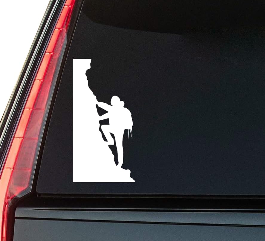 Rock Climbing Window Vinyl Decal Sticker 6" (White), Waterproof Vinyl Decals for Many Purpose Like Cars, Trucks, Laptops, Phones, Windows and More